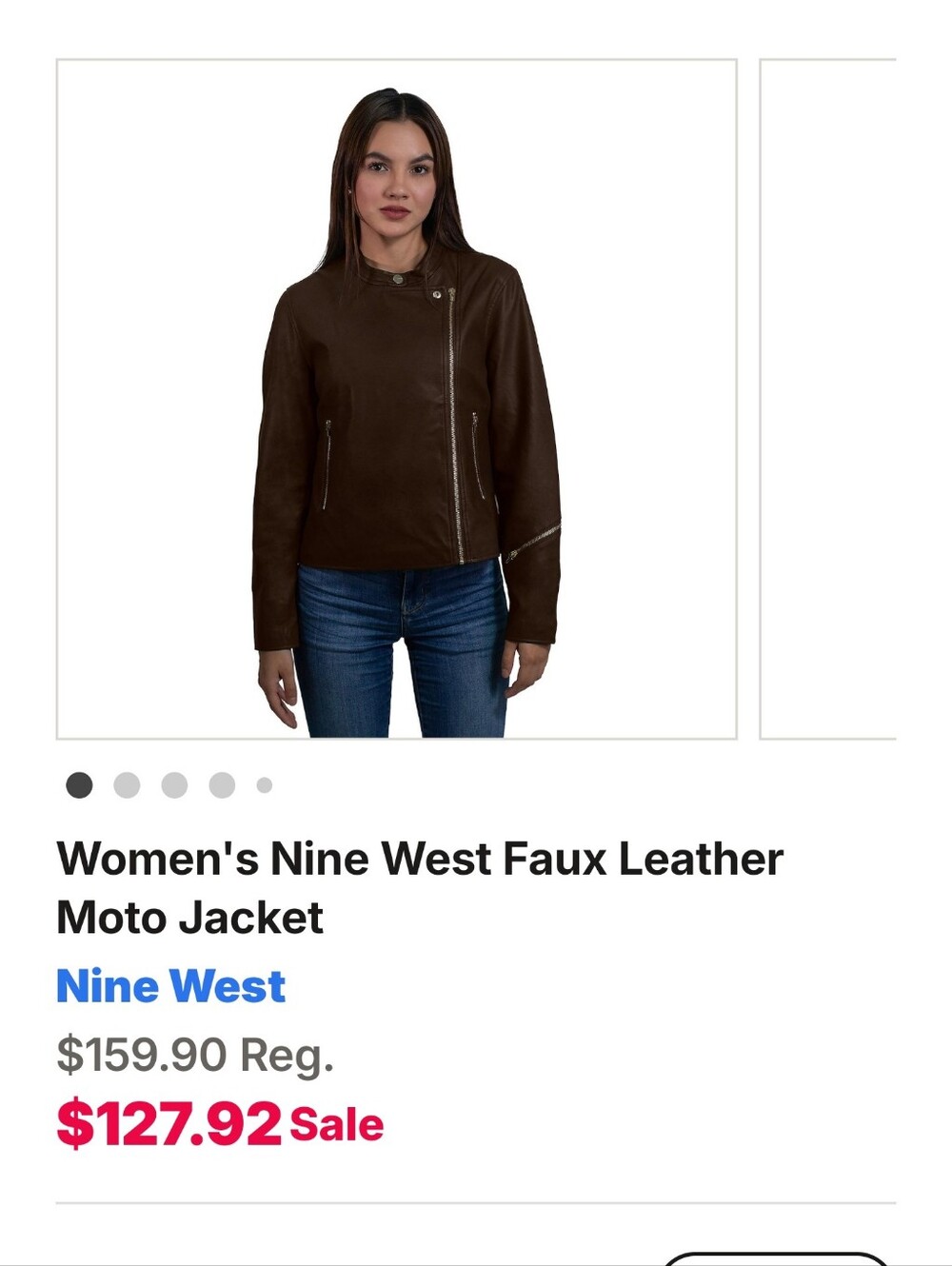 Nine West Black Faux Leather Moto Jacket with Tag